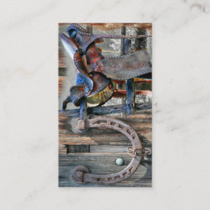 Horse Saddle Horseshoe Rustic Western Business Card