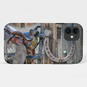 Horse Saddle Horseshoe Rustic Western iPhone 11 Case