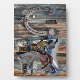Horse Saddle Horseshoe Rustic Western Plaque