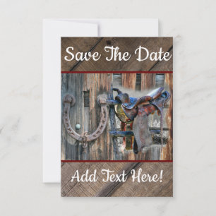 Horse Saddle Horseshoe Rustic Western Save The Dat Date