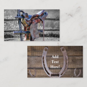 Horse Saddle On Corral Fence Western Business Card