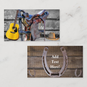 Horse Saddle On Corral Fence Western Business Card