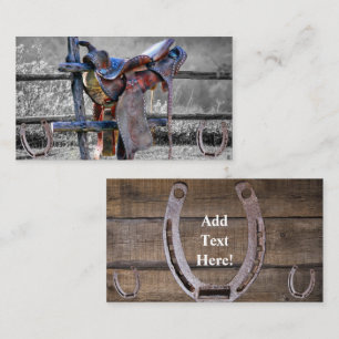 Horse Saddle On Corral Fence Western Business Card