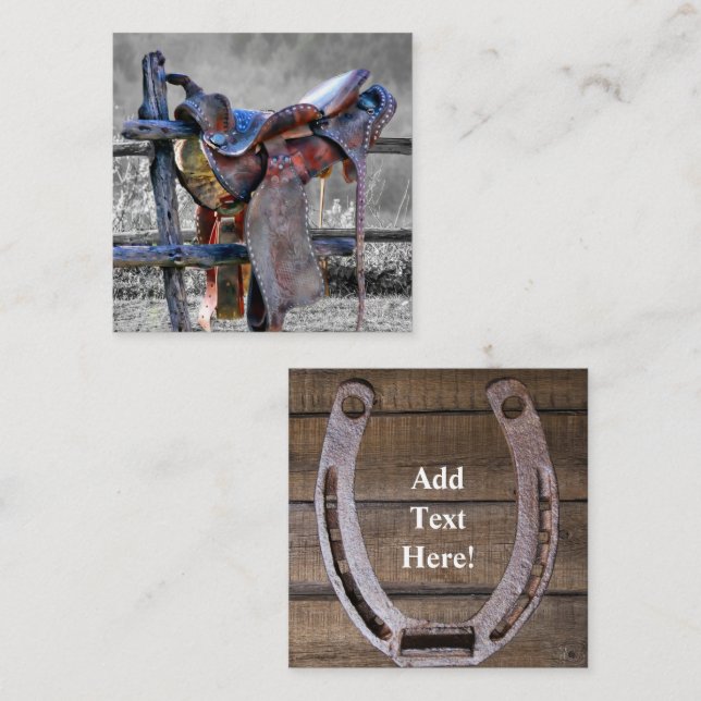 Horse Saddle On Corral Fence Western Note Card (Front/Back)