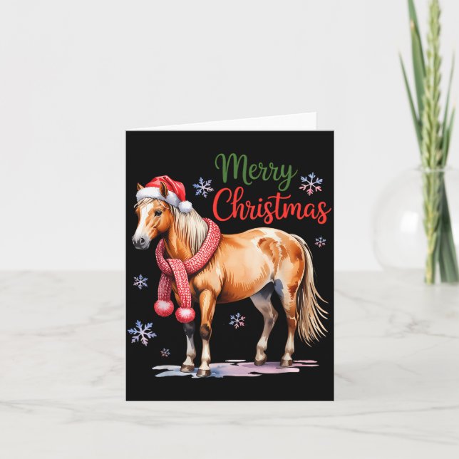 Horse Santa Hat Christmas Lights Family Matching W Card (Front)