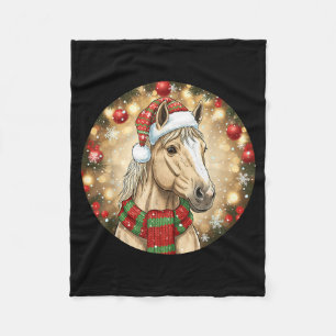 Horse Santa Hat Christmas Lights Family Matching W Fleece Blanket