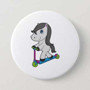 Horse Scooter 7.5 Cm Round Badge