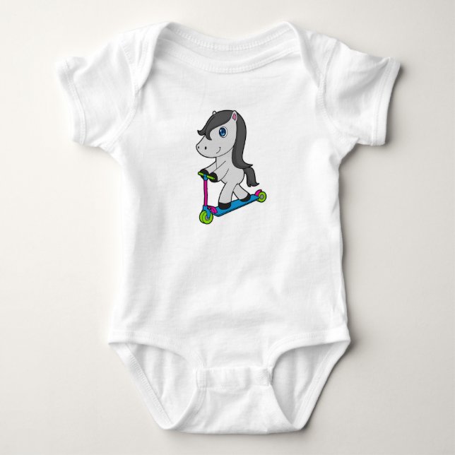 Horse Scooter Baby Bodysuit (Front)