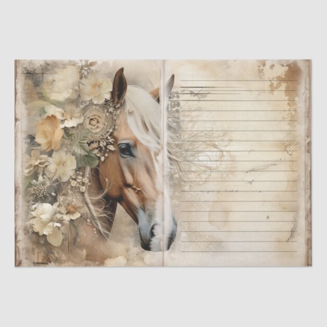 Horse Shabby Chic Junk Journal Paper (Front)