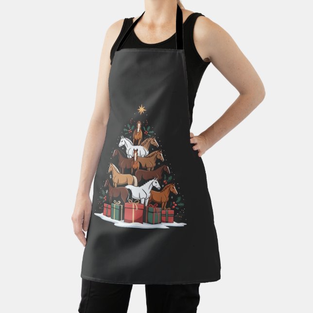 Horse Shaped Christmas Tree Equine Xmas  Apron (Insitu)