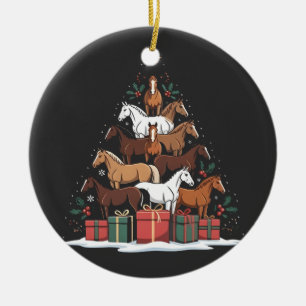 Horse Shaped Christmas Tree Equine Xmas  Ceramic Tree Decoration