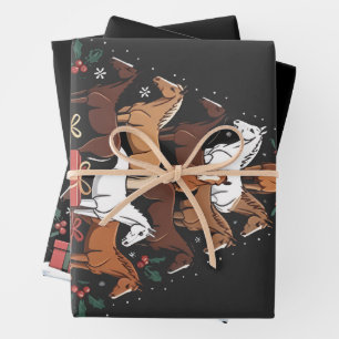 Horse Shaped Christmas Tree Equine Xmas Wrapping Paper Sheet