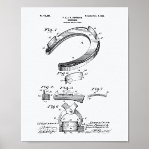 Horse Shoe 1898 Patent Art White Paper Poster