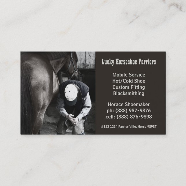 Horse Shoe Farrier Hoof Service Business Card (Front)