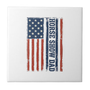 Horse Show Dad American Flag Vintage Shirt Design_ Tile