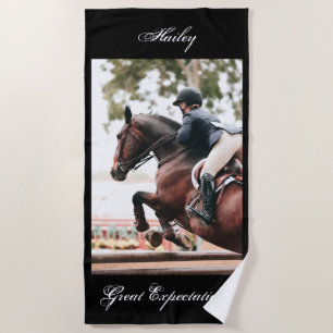 Horse Show - Horse & Rider Personalised Beach Towel