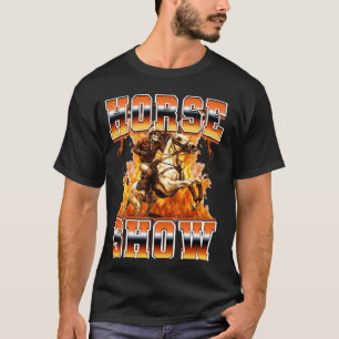 Horse Show Horse Riding Skeleton 90s Bootleg Style T-Shirt