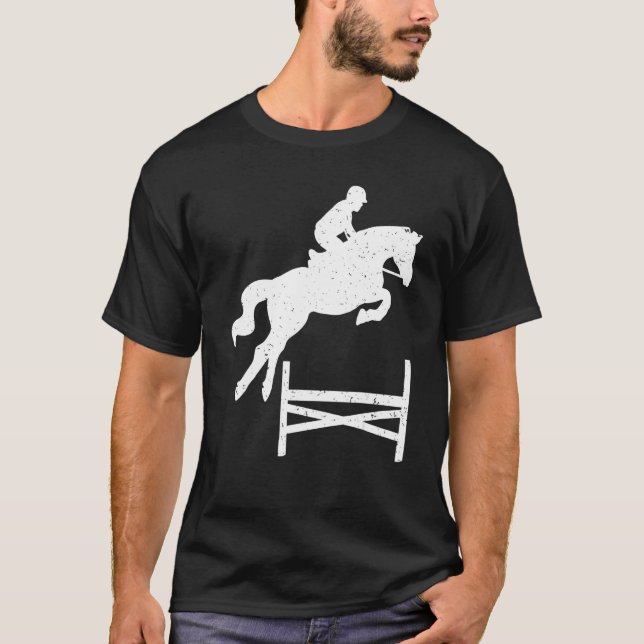 Horse Show Jump Front Equestrian Showjumping Compe T-Shirt (Front)