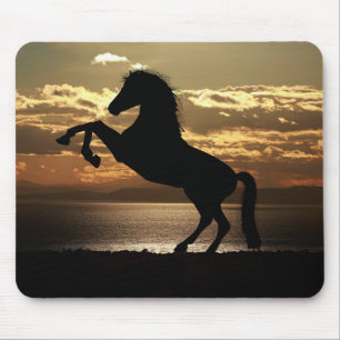 Horse Silhouette Against the Sunset Mouse Mat