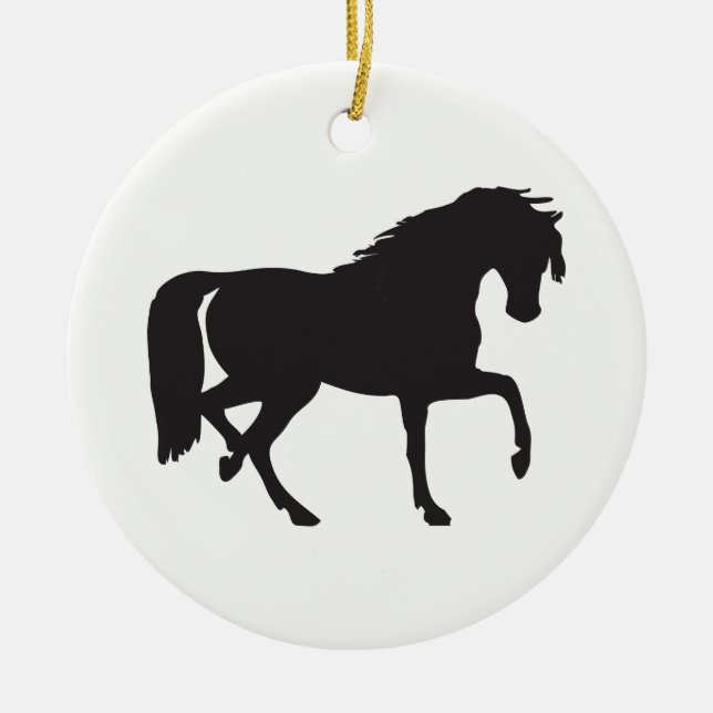 Horse Silhouette Ceramic Tree Decoration (Front)