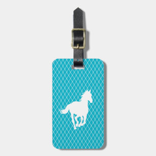 Horse Silhouette Diamond Pattern Custom Luggage Tag