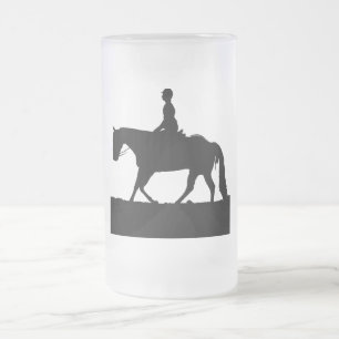 Horse Silhouette Frosted Glass Beer Mug