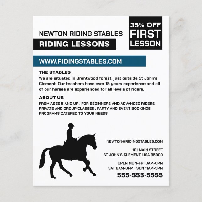 Horse Silhouette, Riding Instructor, Academy Flyer (Front)