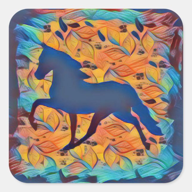 Horse Silhouette Square Sticker (Front)