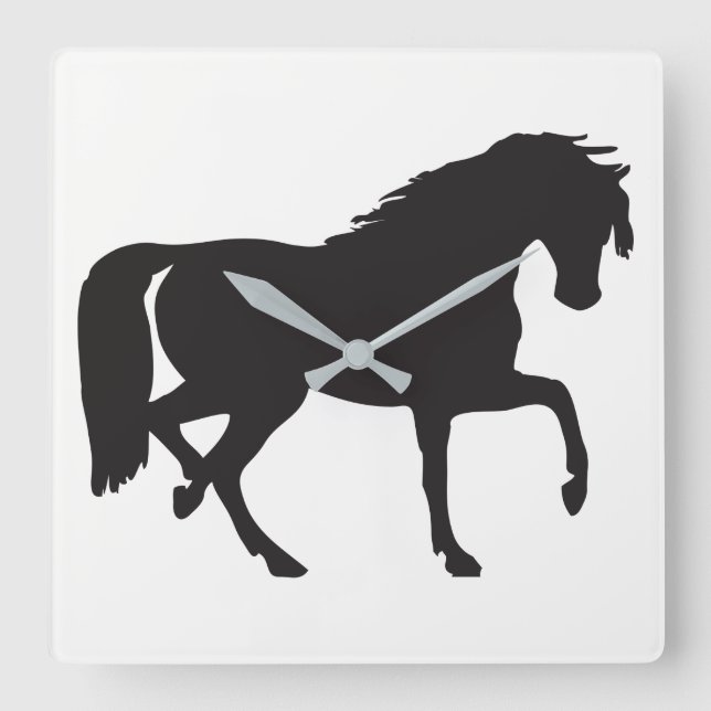 Horse Silhouette Square Wall Clock (Front)