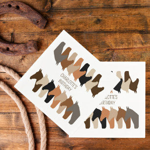 Horse Silhouettes Personalised Birthday Napkin