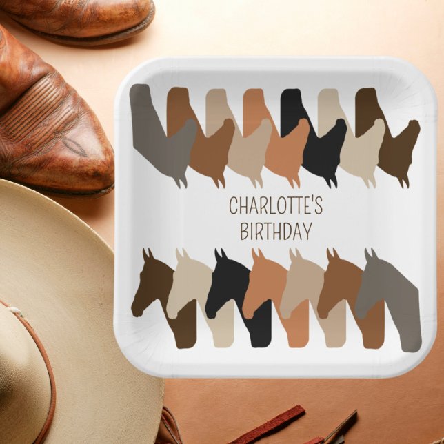 Horse Silhouettes Personalised Birthday Paper Plate (Creator Uploaded)
