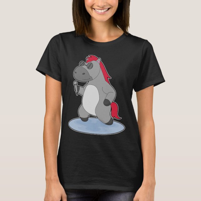 Horse Singer Microphone Singing T-Shirt (Front)