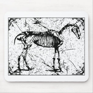 Horse Skeleton black and white Mouse Mat