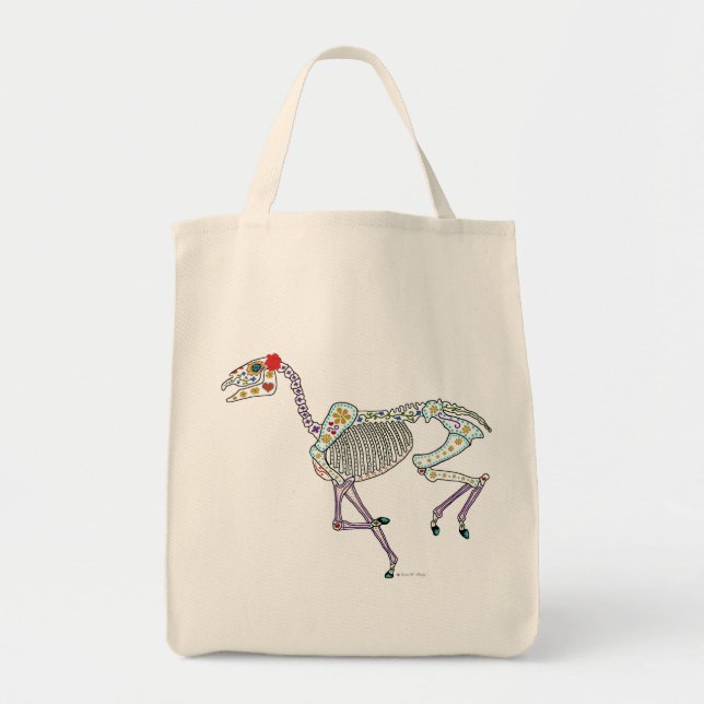 Horse Skeleton Day of the Dead Tote Bag (Front)