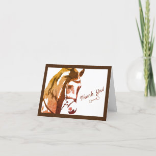 Horse Sketch and Snaffle Bit in Brown Thank You Card