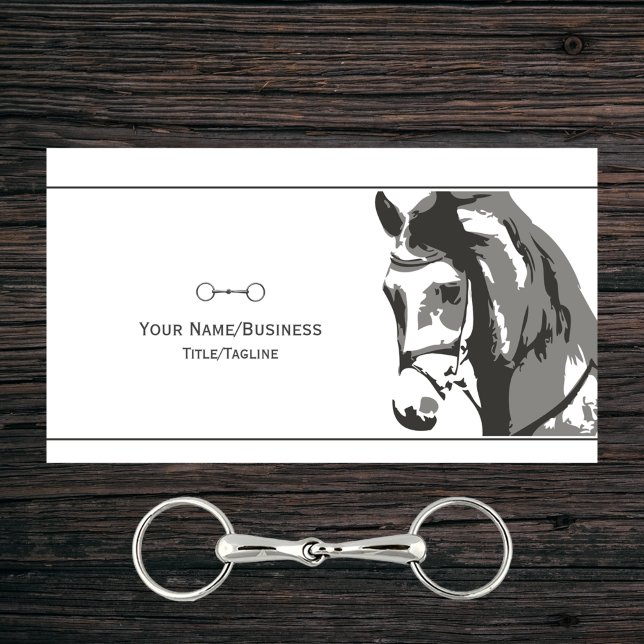 Horse Sketch and Snaffle Bit in Grey Business Card (Creator Uploaded)