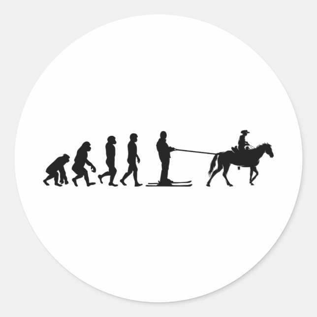 Horse Skijoring Winter Skiing Ski Jumping Sport Classic Round Sticker (Front)