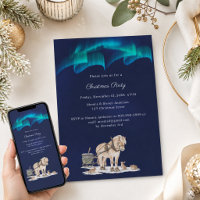 Horse Sleigh Blue Northern Lights Christmas Party