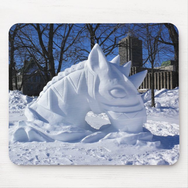 Horse Snow Sculpture, Quebec, Canada Mouse Mat (Front)