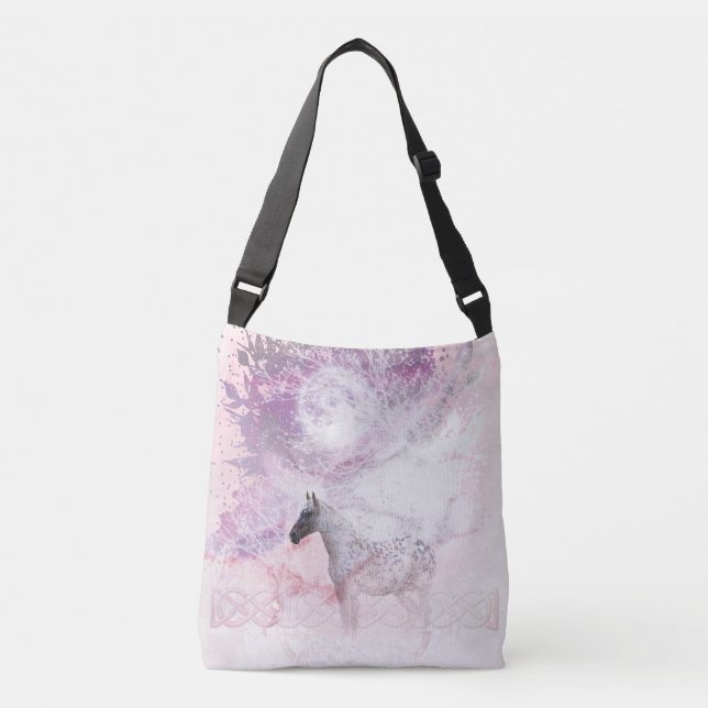 Horse Snow Storm Crossbody Bag (Front)