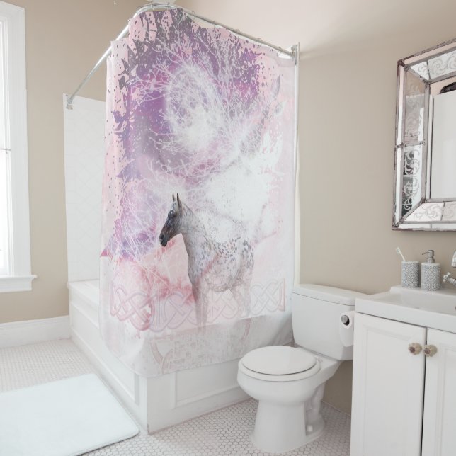 Horse Snow Storm Shower Curtain (In Situ)