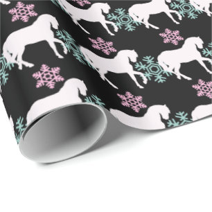 Horse Snowflake Pattern Girls Christmas Gift Wrap
