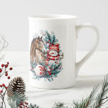 Horse snowman Christmas watercolor elegant Bone China Mug<br><div class="desc">Horse and snowman personalised Christmas design with elegant Christmas wreath and beautiful white and red ornament for horse lovers.</div>