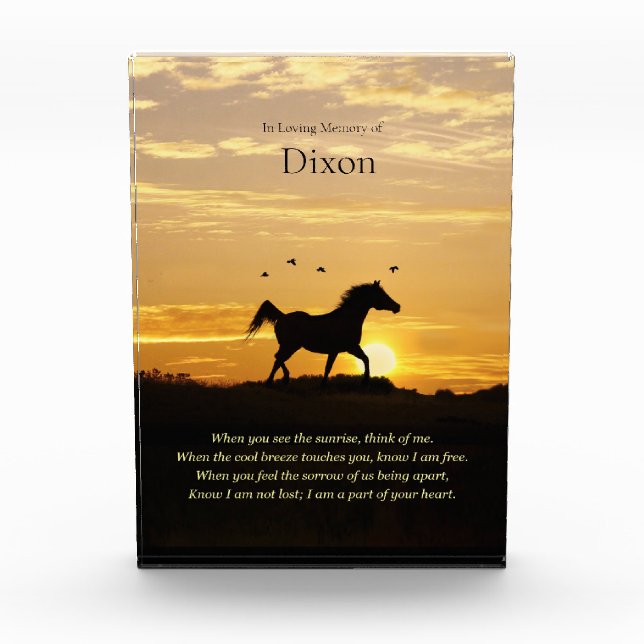 Horse Spiritual Memorial with Custom Name Photo Block (Front)