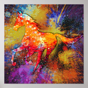 Horse Splash Painting Poster
