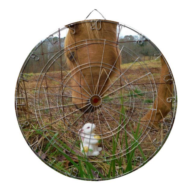 horse & Spring flower Bunny Dartboard (Front)