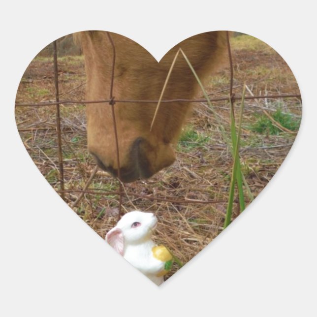 horse & Spring flower Bunny Heart Sticker (Front)