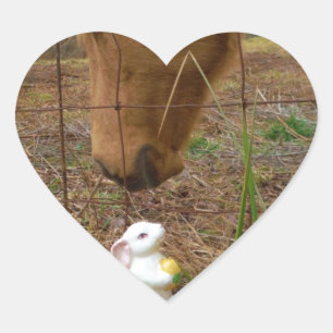 horse & Spring flower Bunny Heart Sticker