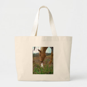 horse & Spring flower Bunny Large Tote Bag