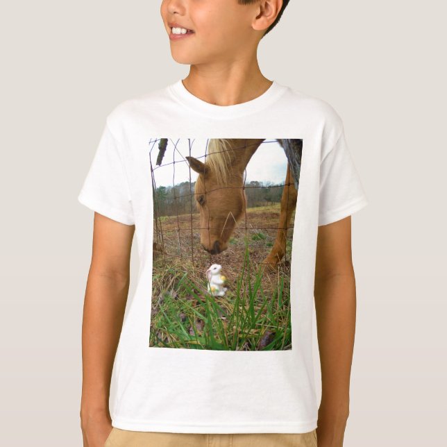 horse & Spring flower Bunny T-Shirt (Front)